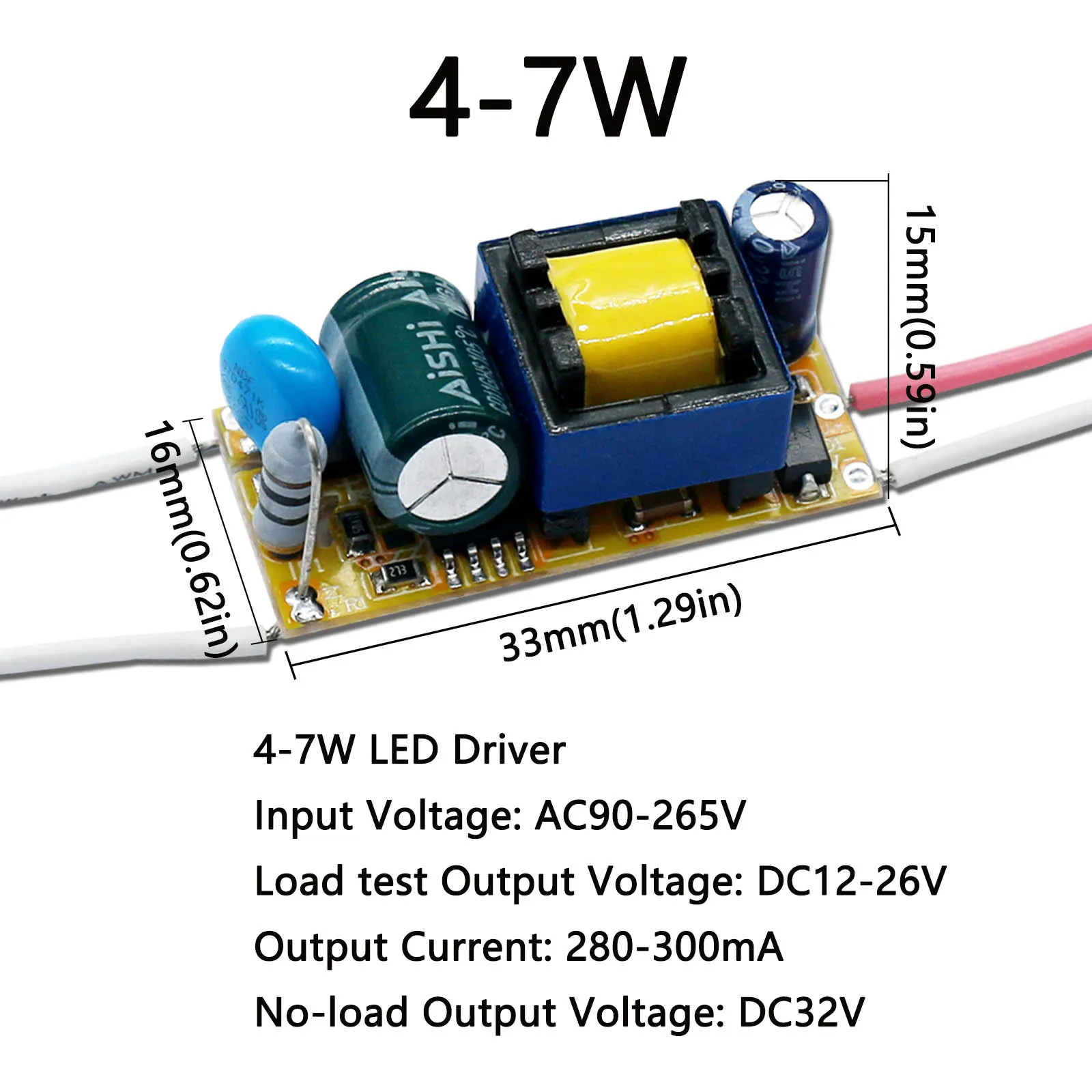 LED Driver Output DC12-26V 300mA LED Power Unit 4W 5W 6W 7W Onboard Constant Current Transformer LED Track Light LED Bulb