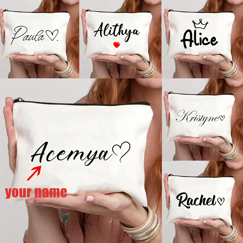 Name Custom Makeup Bag Best Gift for Bridesmaid Teachers Maîtresse Friends Students Cosmetic Case Women Travel Organizer Kit