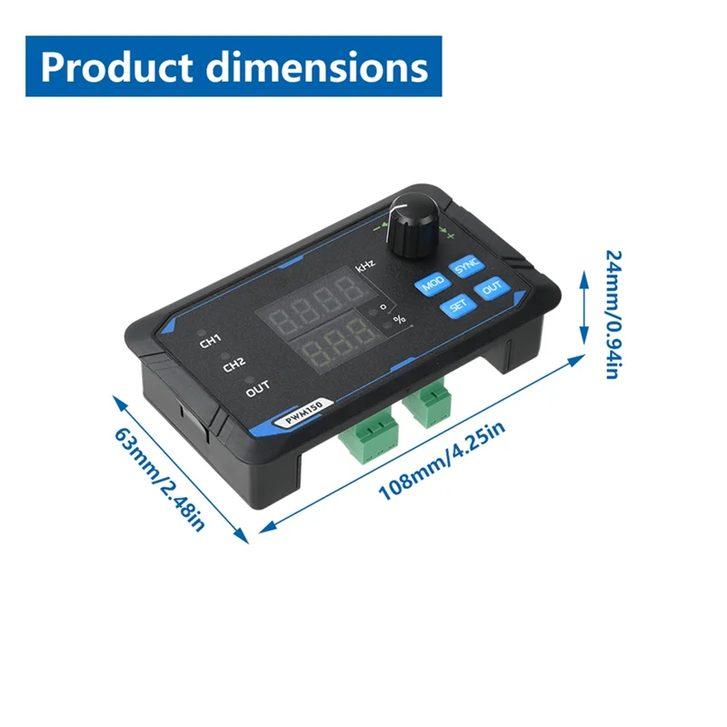 AT51-Dual PWM 150 generador de señal DC 5-24V medidor de frecuencia de onda de pulso de onda cuadrada salida de 1Hz-150Khz