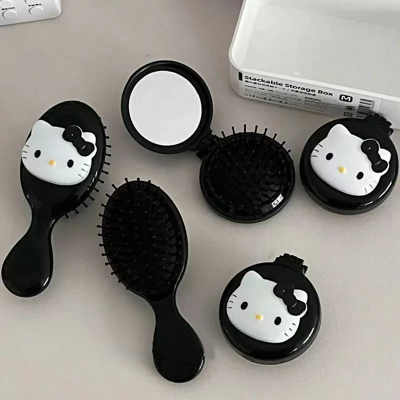 Kawaii Hello Kitty Air Cushion Comb Anime Sanrio Cartoon Kitty Cat Doll Girl Heart Cute Portable Comb Gift For Girl Styling Tool