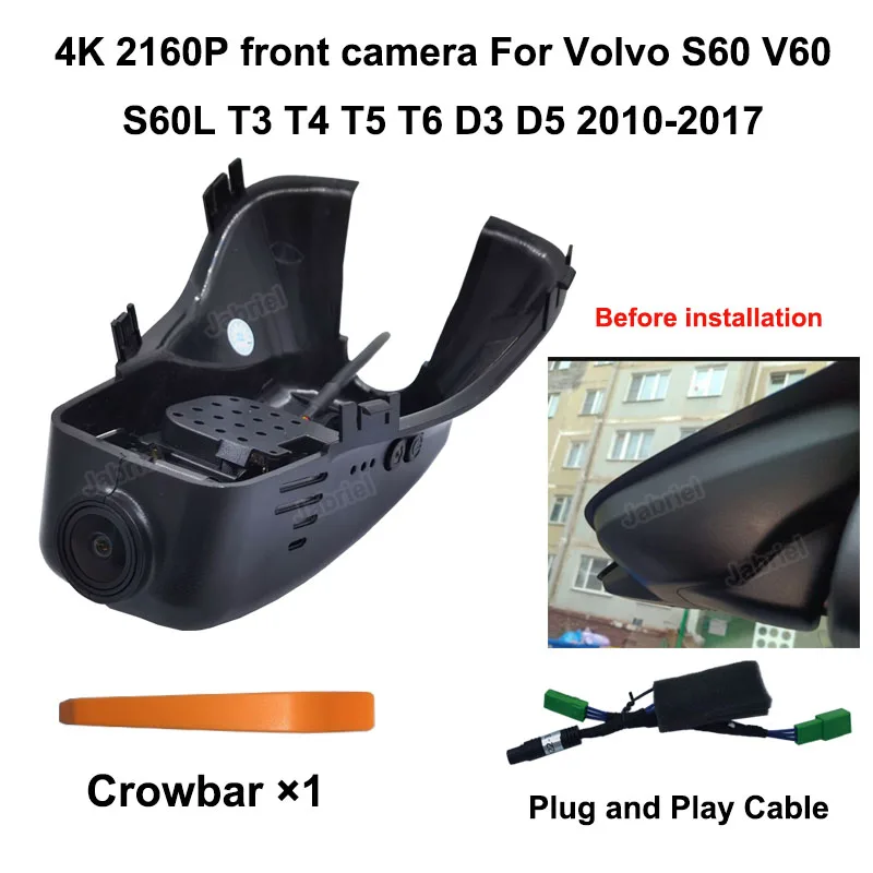 4K Wifi for Автомобильный видеорегистратор for Volvo S60 V60 S60 LT5 T6 T8 2010 2011 2012 2013 2024 2015 2016 2017- 2024 2025