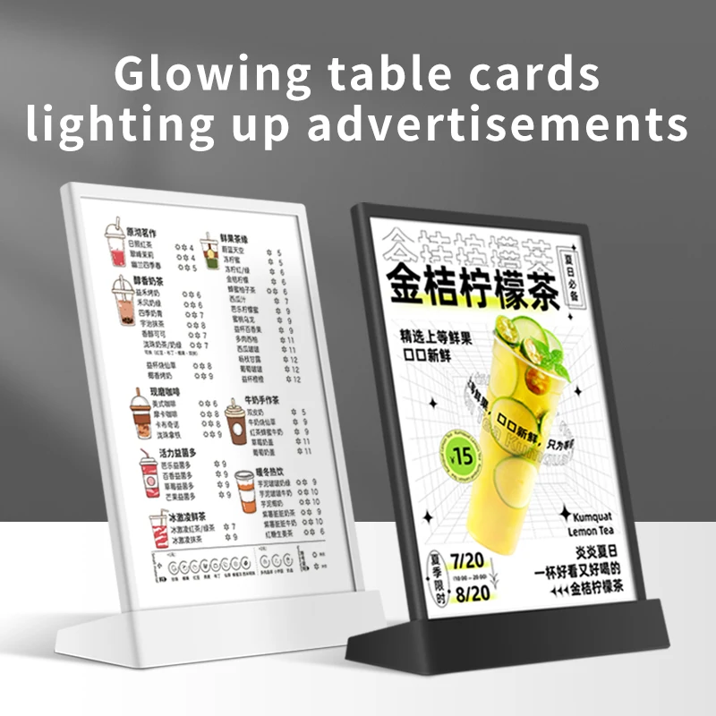 A4 LED Table Card USB Menu Ordering Light Box Price List Transparent Billboard Price Menu Table Intelligent Variable Light