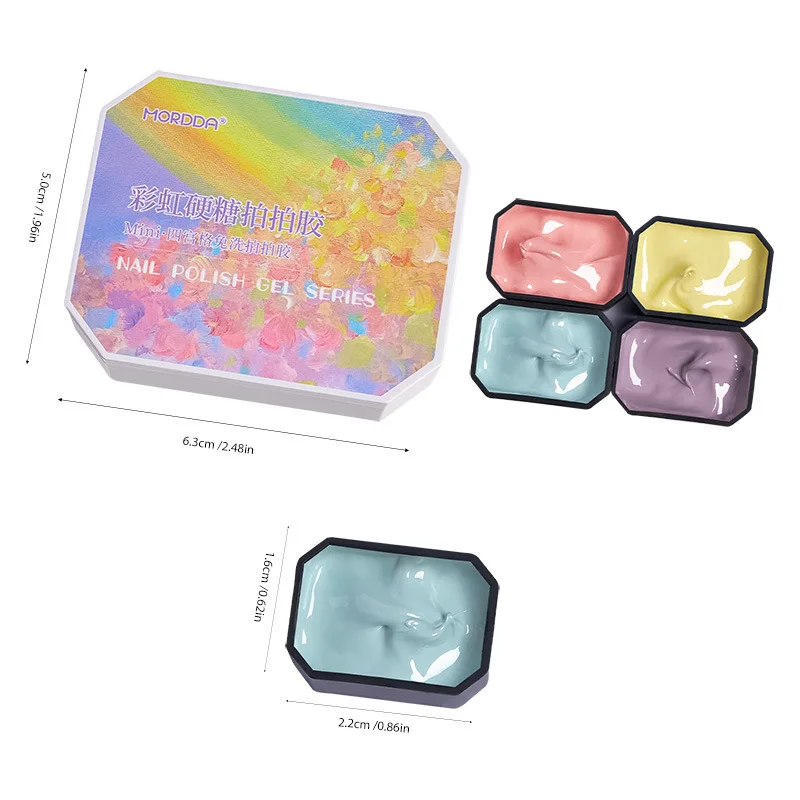 4‑Color Patting Nail Gel Palette, Macaron Candy Solid Nail Gel, Gradient Stamping UV Gel For DIY Nail Art Manicure - view 6
