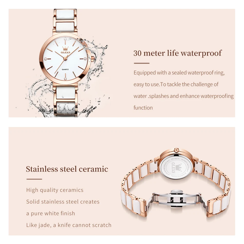 OLEVS 5877 Women's Watches Original luxury Ladies Watch Waterproof Date Ladies' wristwatch Stainless steel brand Reloj Mujer