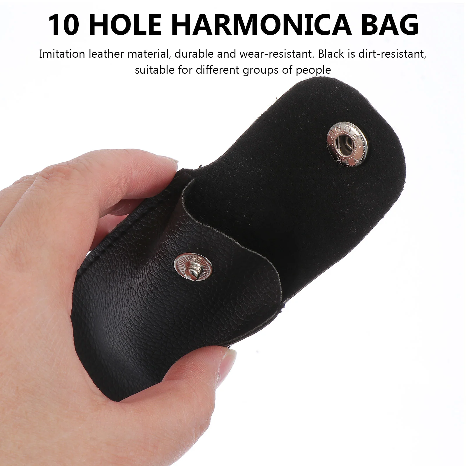 2 Pcs Seal Stickers 10 Hole Harmonica Bag Holder for Storage Cover Flash Memory Case Black Portable Child