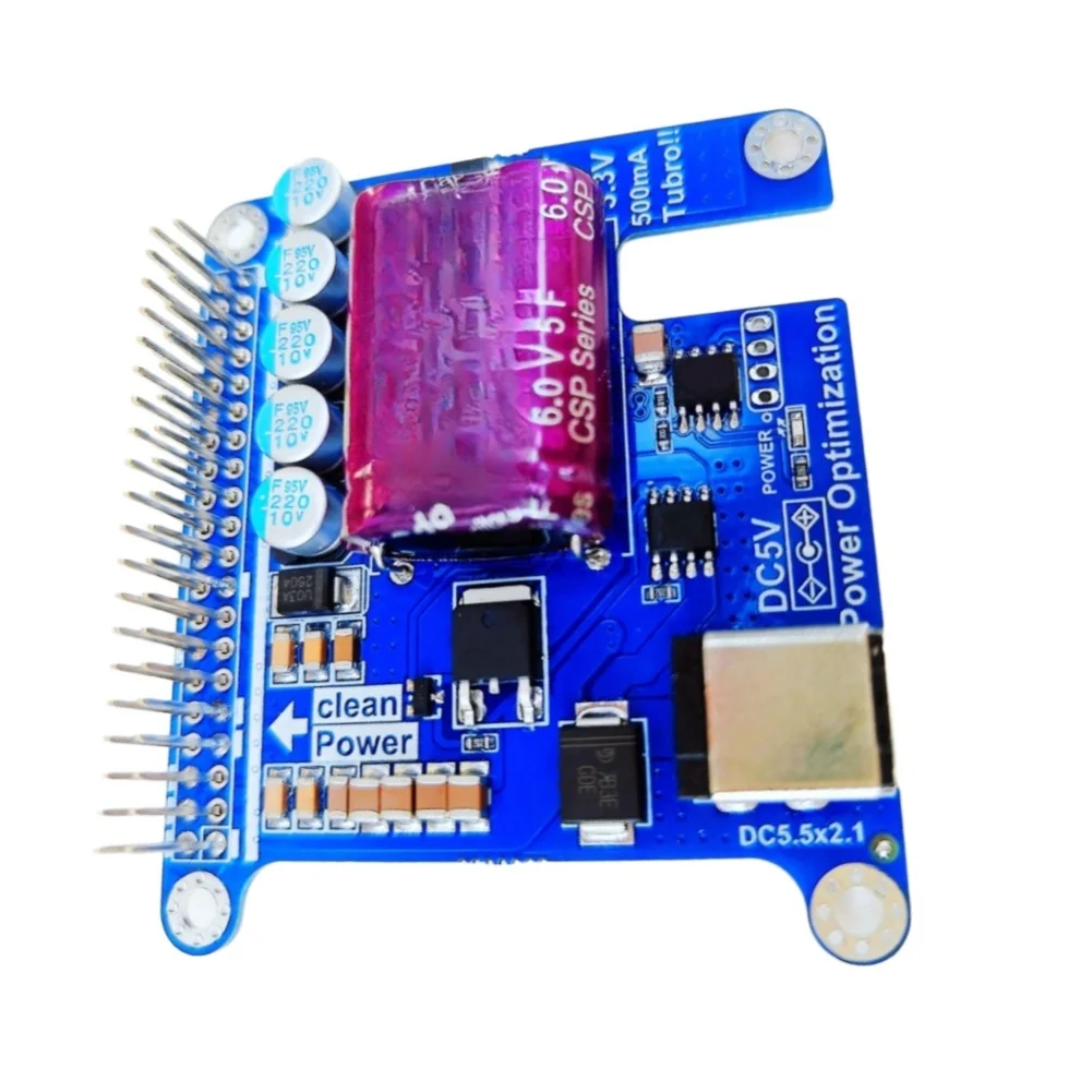 for 5f Supercapacitor Power Filter Board DC 5V Input Supporting 2.1mm DC Jack and 3. for 3v TVS Protected Output Channel