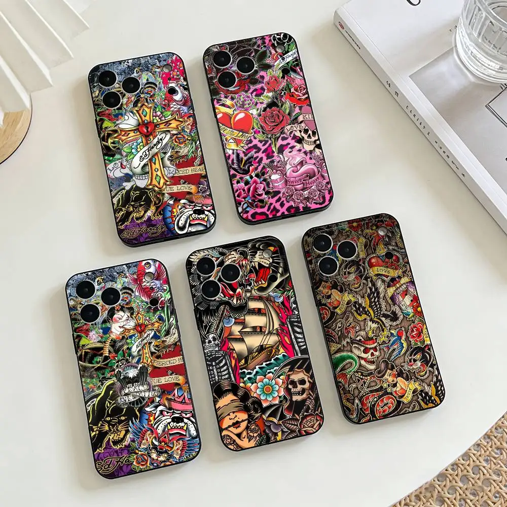 

Vintage Tattoo Designs Phone Case For iPhone 17, 16,15,14,13,12,11 X XR Plus,Others Soft Black Cover