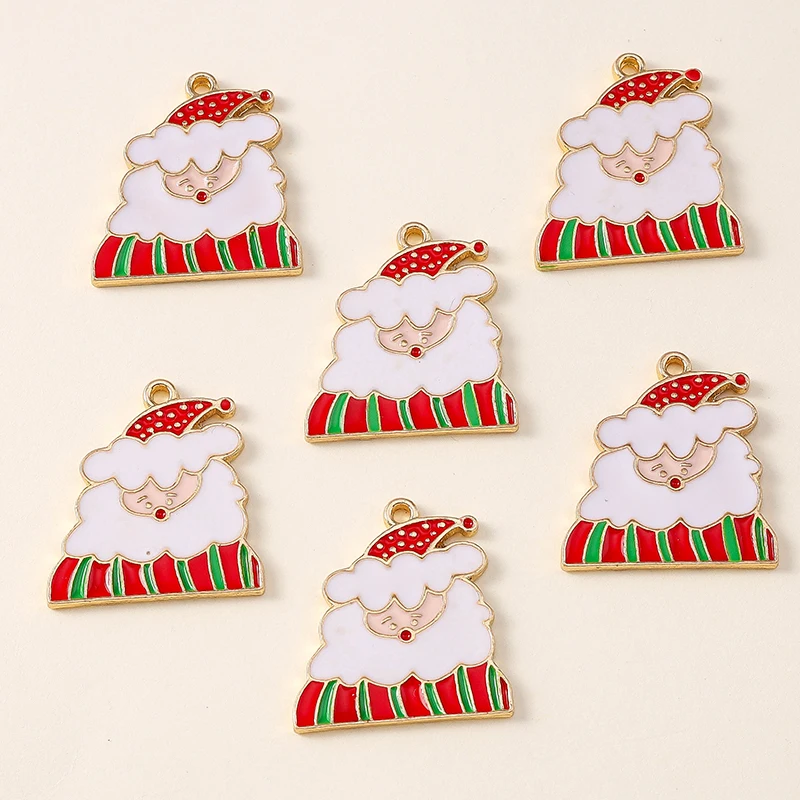 

20pcs 22x24mm Cartoon Enamel Christmas Santa Claus Charms Pendants for Jewelry Making Drop Earrings Necklaces DIY Craft Supplies