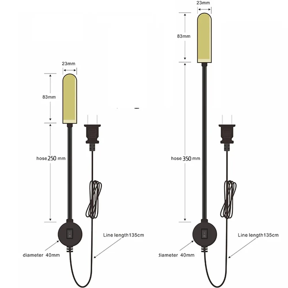 6W COB LED Sewing Machine Light Gooseneck Magnetic Base Lamp EU US Plug AC100-240V Working Craft Quilting Night Light