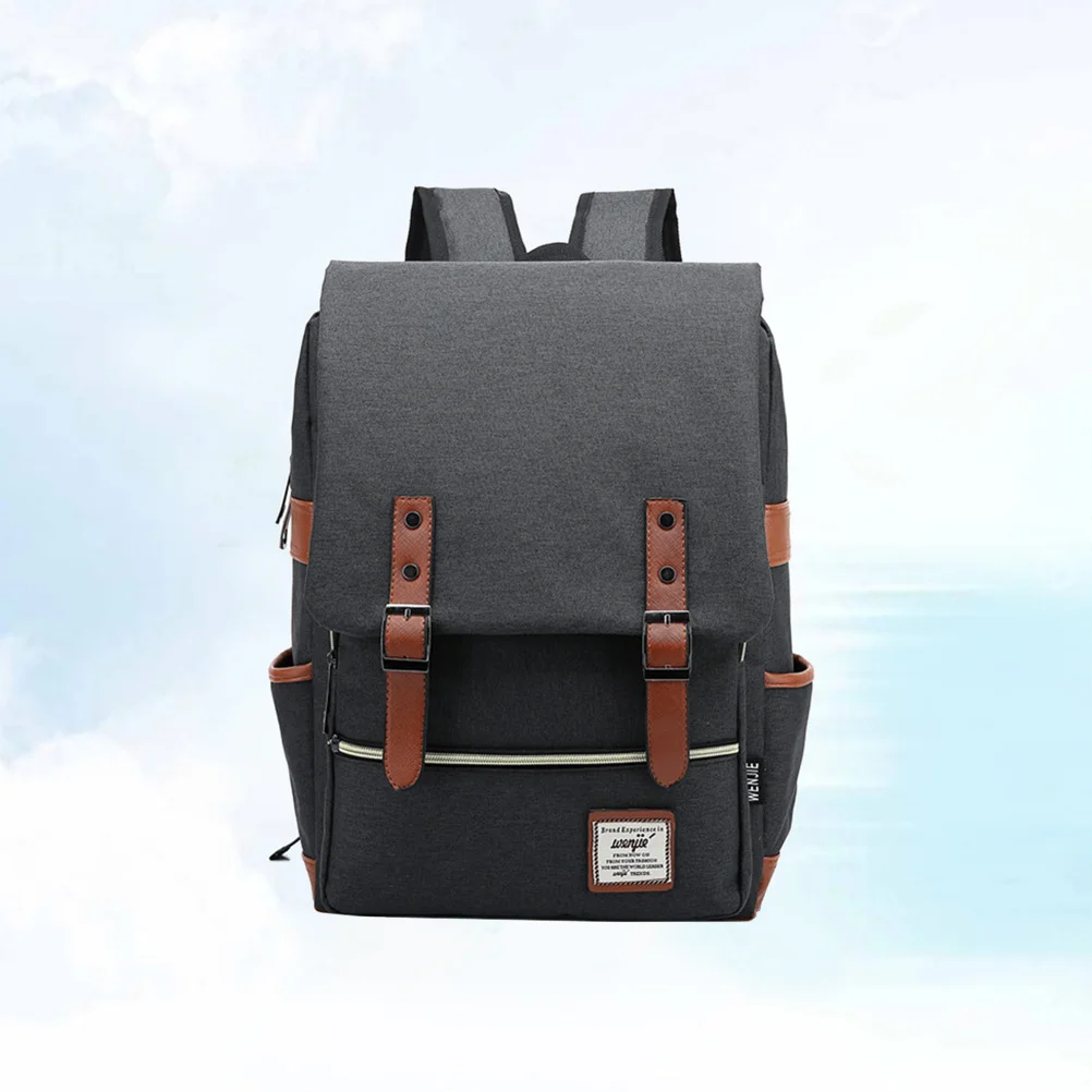 

Travel Backpack Dark Gray Canvas Vintage Style Spacious Hiking Camping Outdoor Backpack For Men Women Durable School Gym Sports