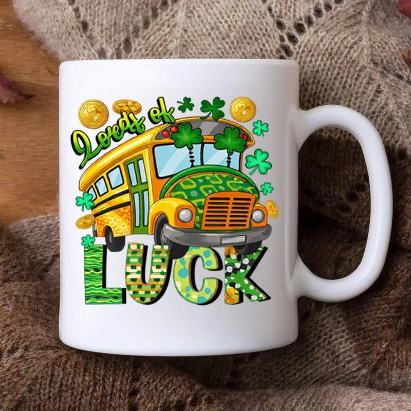 1pc 11oz Ceramic Coffee Mug with Design 'Loads Of Lucky School Bus' White Ceramic Mug, An Ideal Gift for T