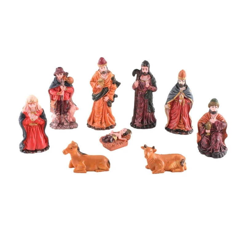 Statuetta cattolica con decorazione per presepe natalizio in resina artigianale per presepe