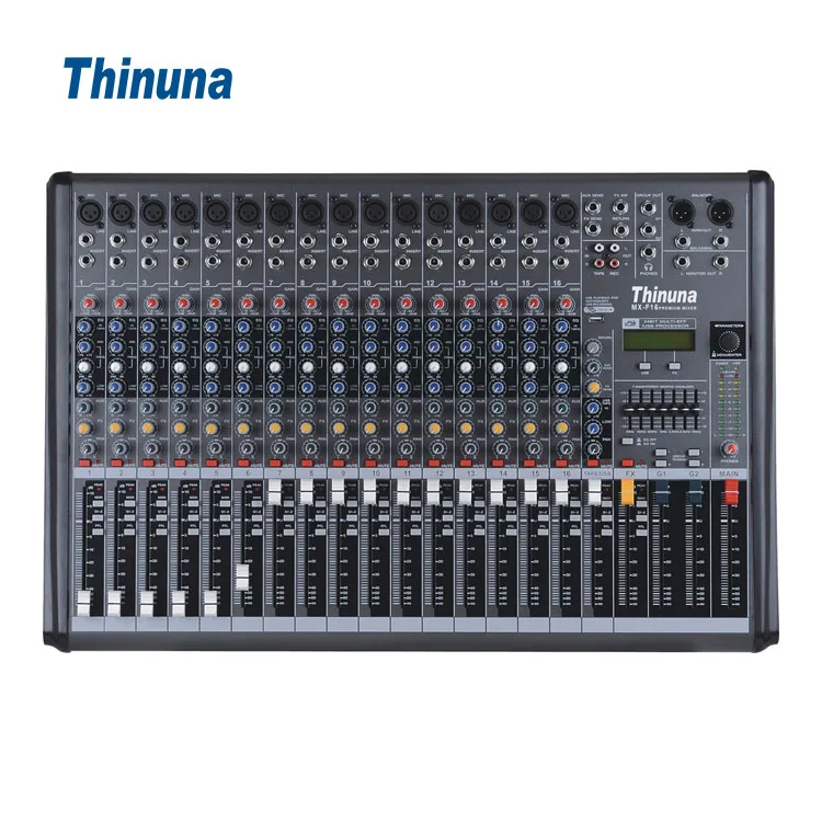 

Thinuna MX-F16 Professional Audio Mixer 16 Channel Audio Mixing Console Music DJ Mixer Console with 48VDC USB and Effertor