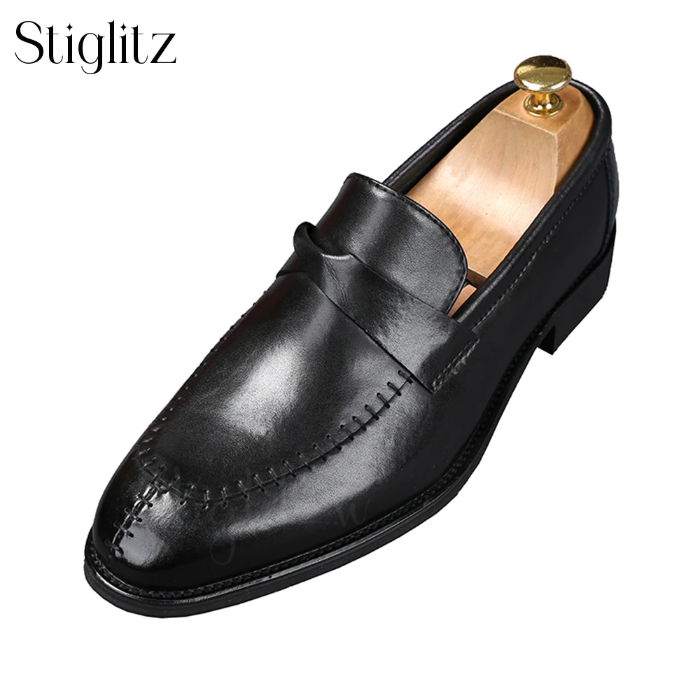 Mocassins en cuir noir de style concis pour hommes, chaussures provoqué d'affaires à la mode, chaussures plates élégantes pour banquet et mariage, Kink Designer