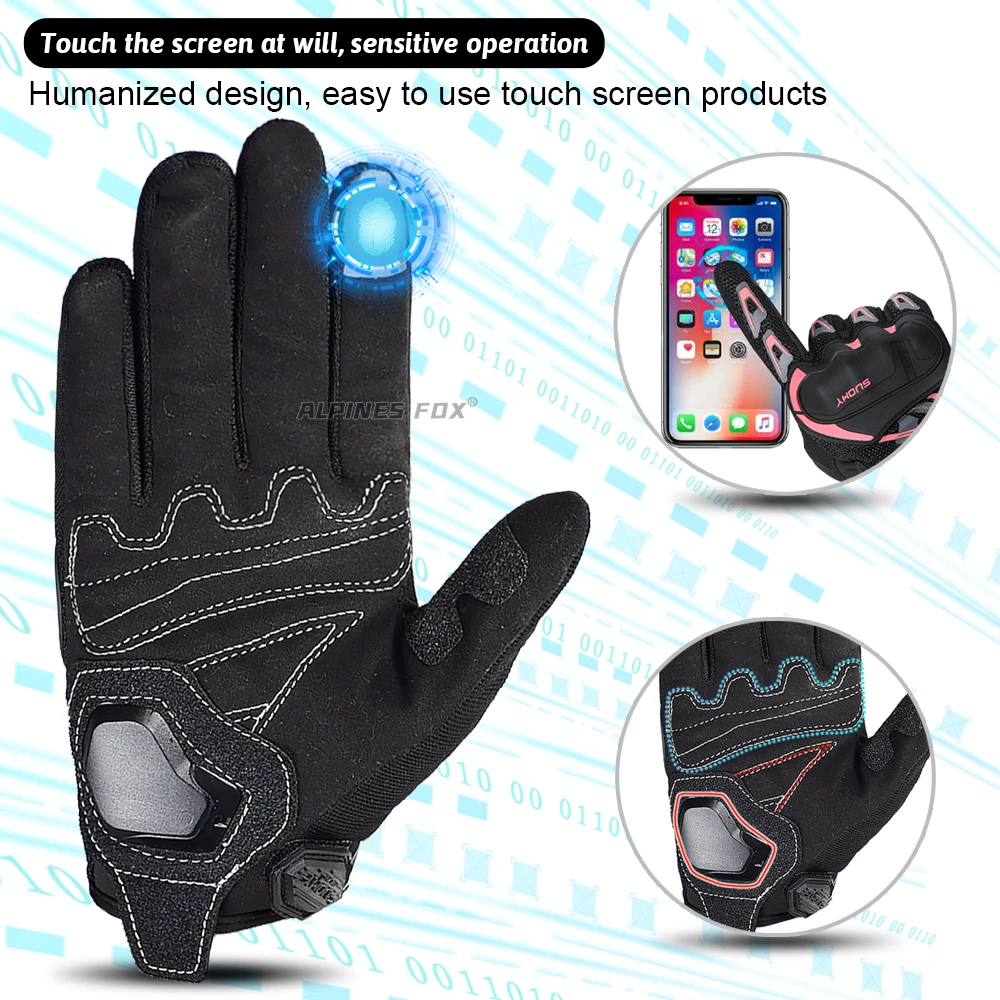 SUOMY Motorcycle Gloves Women Men Summer Breathable Touch Screen Moto Motorbike Riding Guantes Outdoor Sports Protective Gear