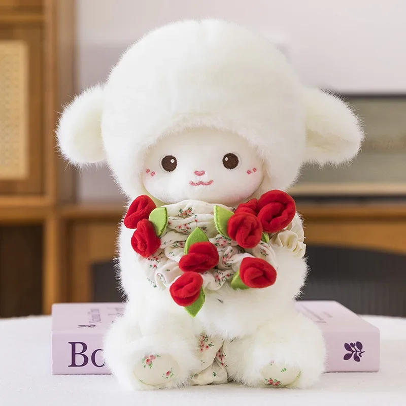 New Cute Rose Little Sheep Plush Toy Doll From Xigaodi Little Sheep Cute Doll Interior Decoration The Best Gift for A Girlfriend