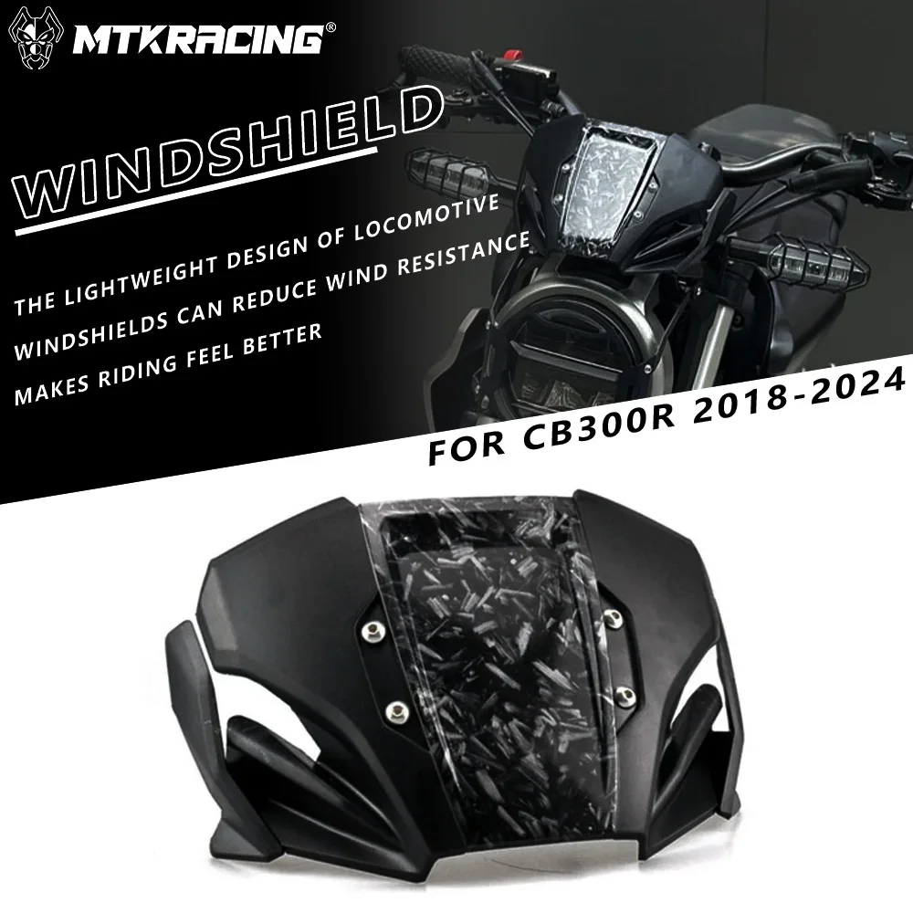 

MTKRACING Windshield For HONDA CB300R 2018-2024 Motorcycle Front Windshield ABS Windscreen Wind Deflector Accessories