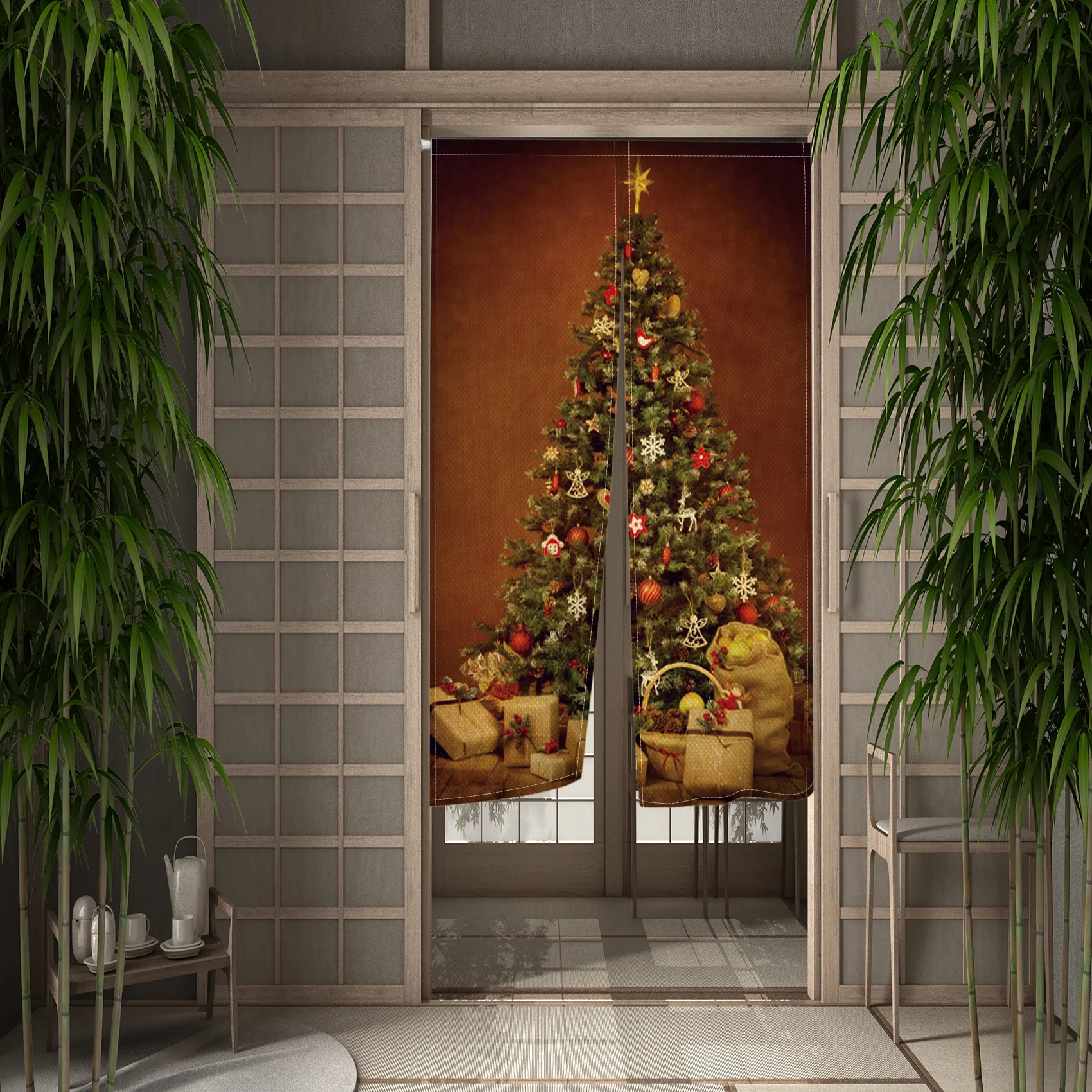 

Christmas Tree Gift Door Curtain Kitchen Living Room Hotel Corridor Porch Partition Half Curtain Decoration Free Customization