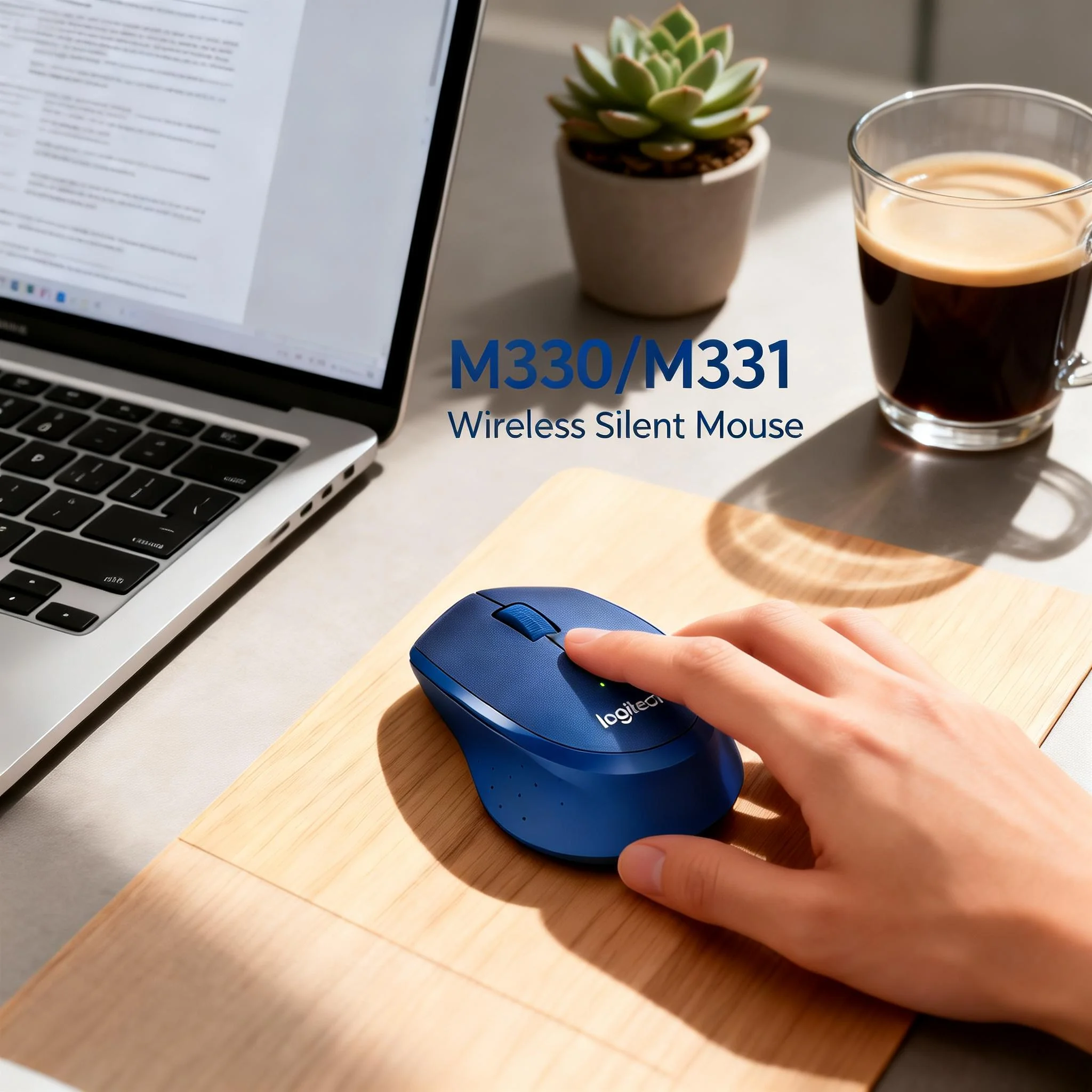 

Logitech Night Work Wireless Silent Mouse Noiseless Click Ergonomic Design for Late Night Office PC Laptop Computer Gear