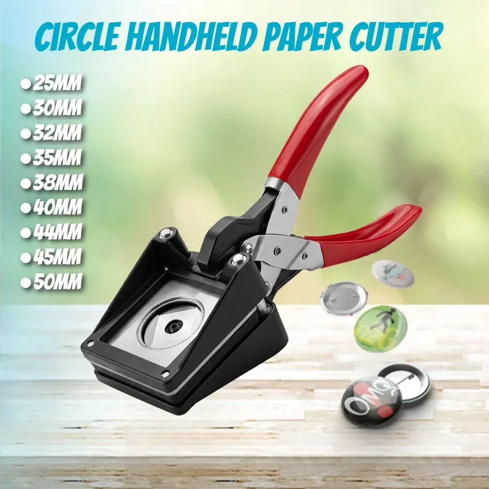 1PC 25-50mm Circle Handheld Paper Cutter for Button Making for Business Cards Crafts DIY Projects Hardened Steel Blade