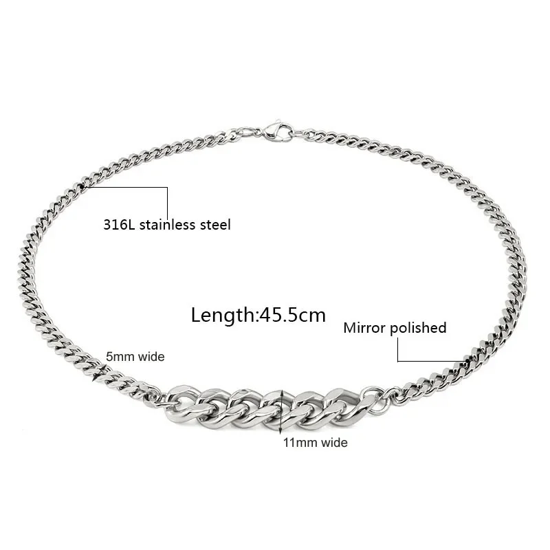 موضة كبح الكوبية سلسلة قلادة للرجال النساء الفضة الذهب الفولاذ المقاوم للصدأ ربط قلادة الهيب هوب مجوهرات Collares 2025 mujer #4