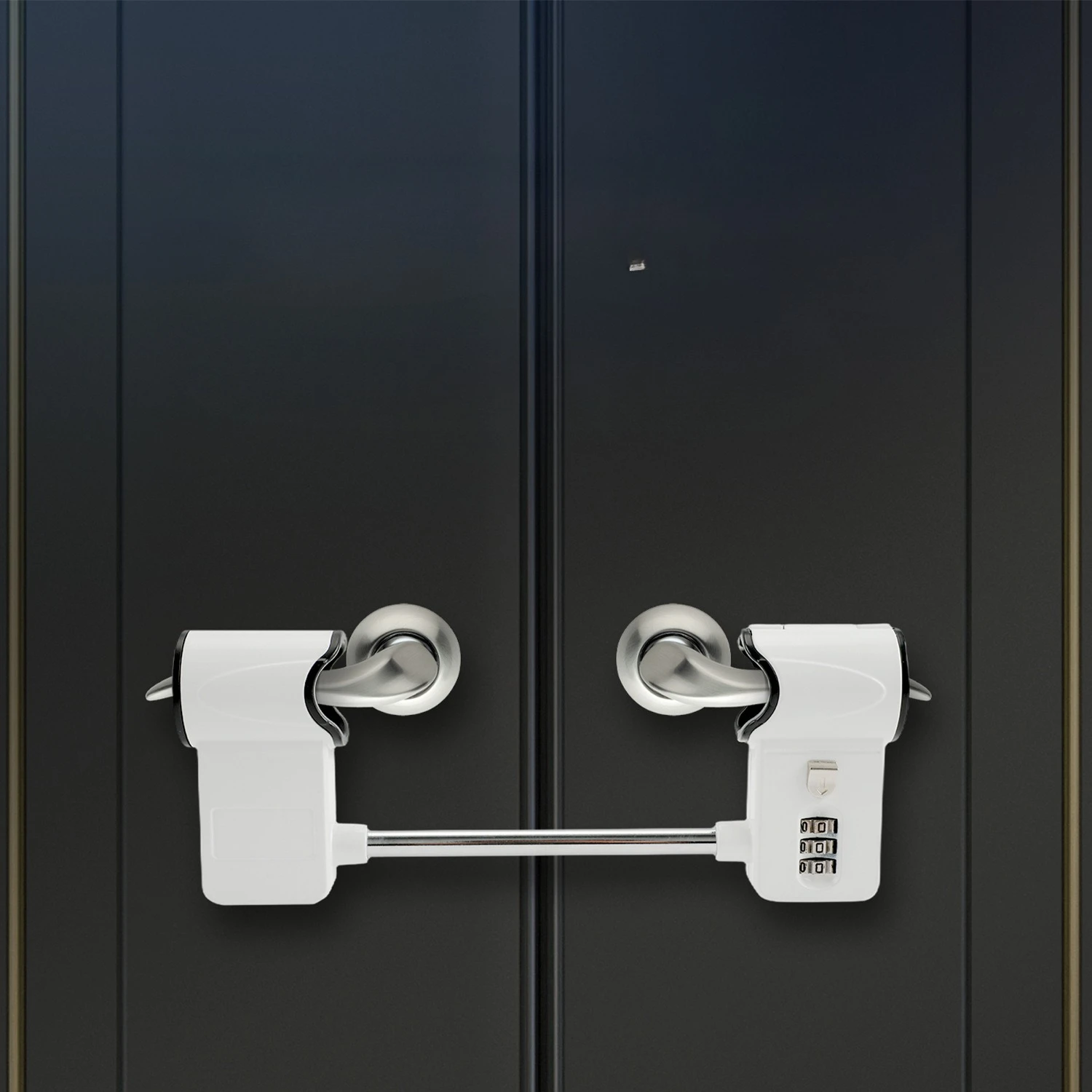 3-Digit Double Combination Lock Metal Security Code Lock Sturdy  Safety Lock for Patio Door French Double Door Handle