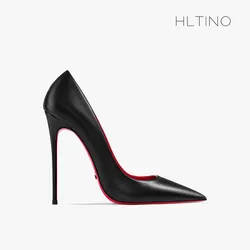 12cm Sexy Black Red Bottom Shoes Women Summer Autumn High Heels with Matte Finish Ladies Stilettos for Party Daily