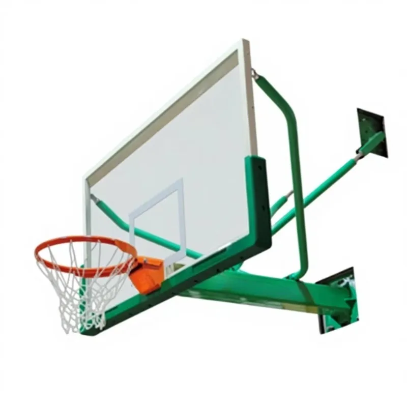 Green Steel Tempered Glass Backboard Basketball Stand Wall Mount Court Equipment