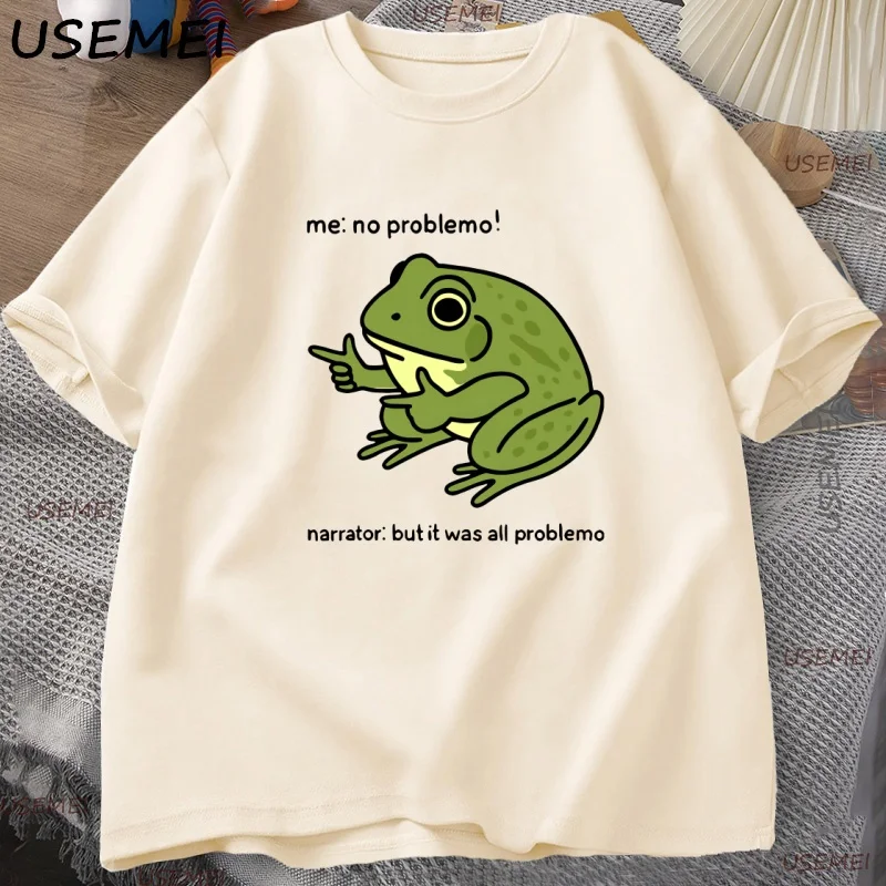 Funny Frog Me No Problemo Tshirt Casual Round Neck Cotton Short Sleeve T-shirt Men's Designer