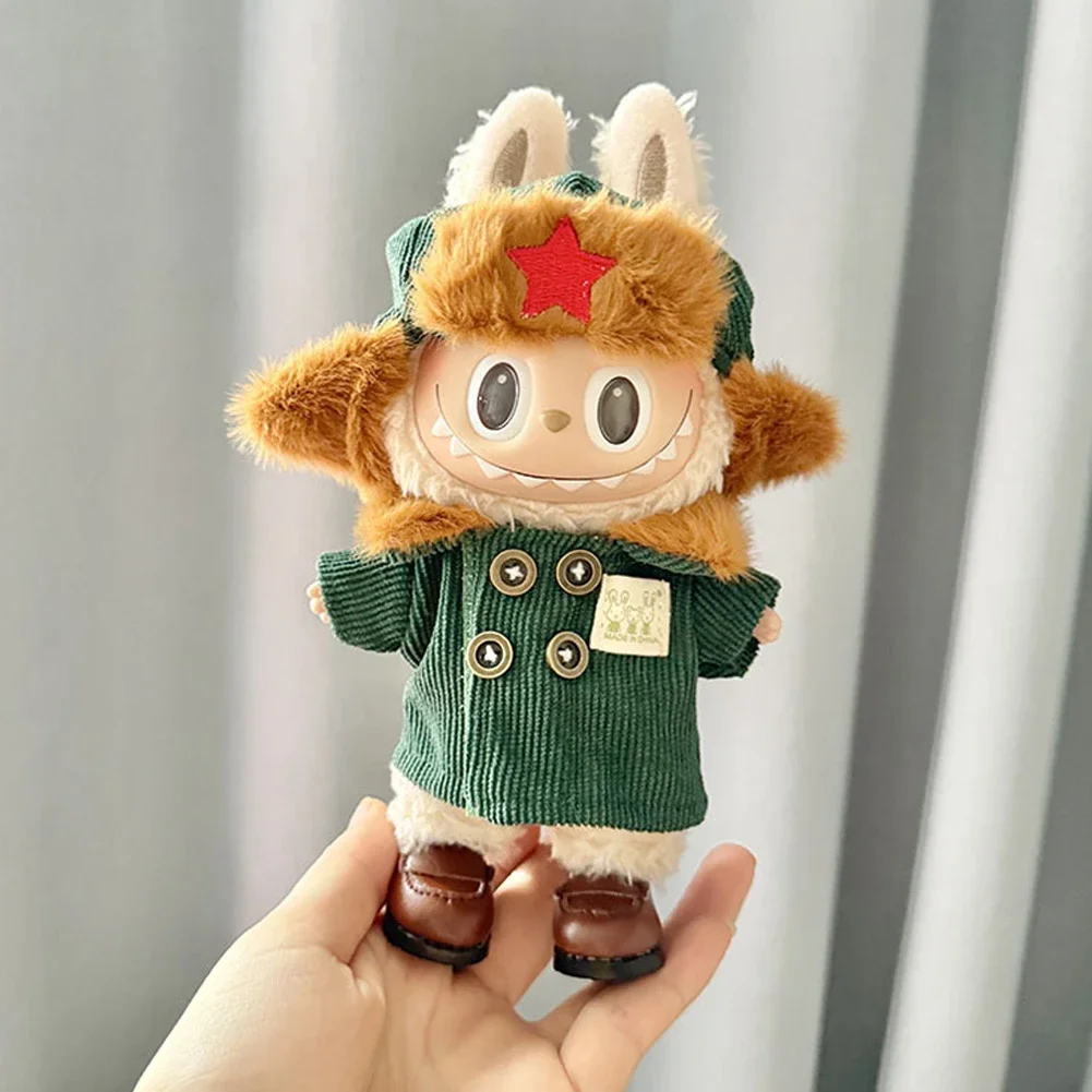 For 17 cm Labubu Clothes Pendant for Labubu Sitting Party Outfit Baby Clothes for Winter Coat Set