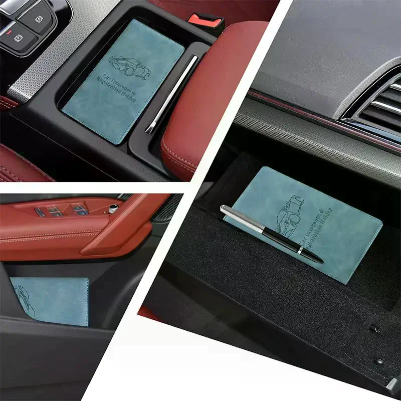 Car Document Wallet Organizer for Insurance Registration and License Multi Card Compartments Anti Wear Design for Road Trip Use