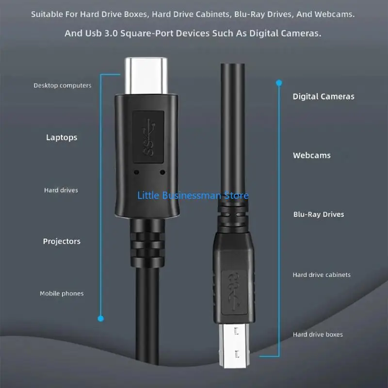 Type C to Type B Cable for Printer Equipment and Matching Device End Forms M76A