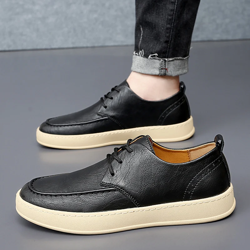 Leather Casual Shoes for Men British style Lace-up Oxfords Shoes Men Classic Business Dress Shoes Men flats Zapatos Hombre