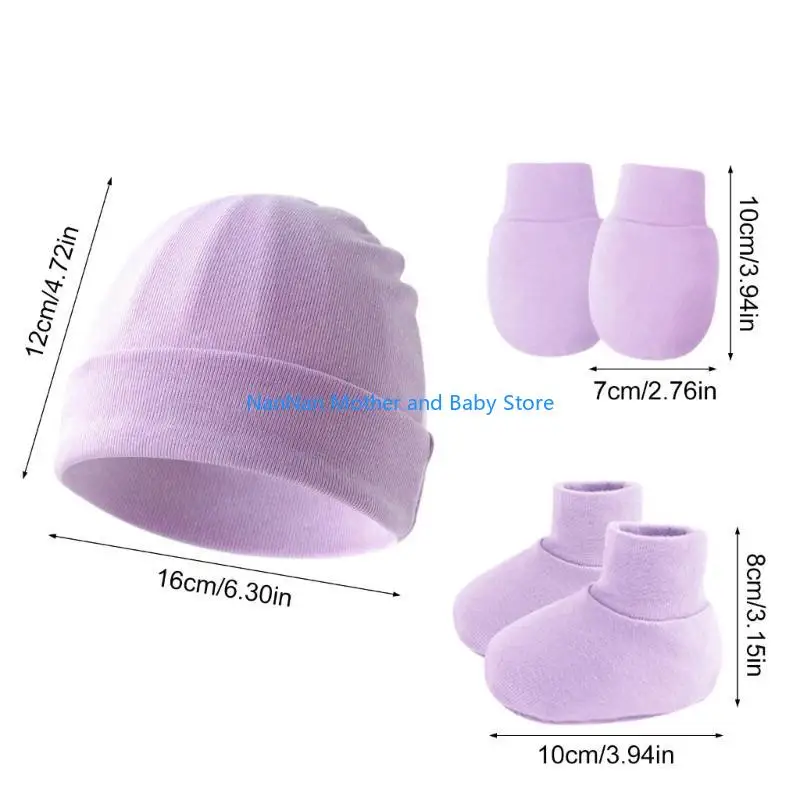 مجموعة قفازات وقبعات دافئة للأطفال حديثي الولادة، قفازات قطنية للرضع من عمر 0 ​​إلى 6 أشهر