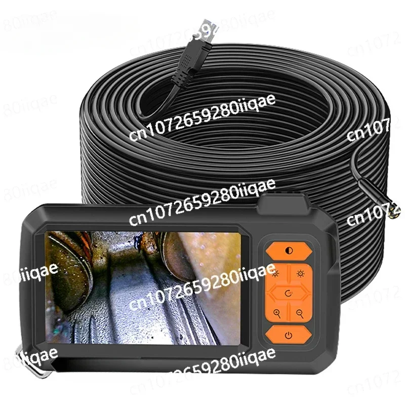 4.3 Inch Screen Replaceable 1-100 Meter Rigid Cable HD1080P 8MM Lens Pipe Inspection USB Borescope LED 2600mAh