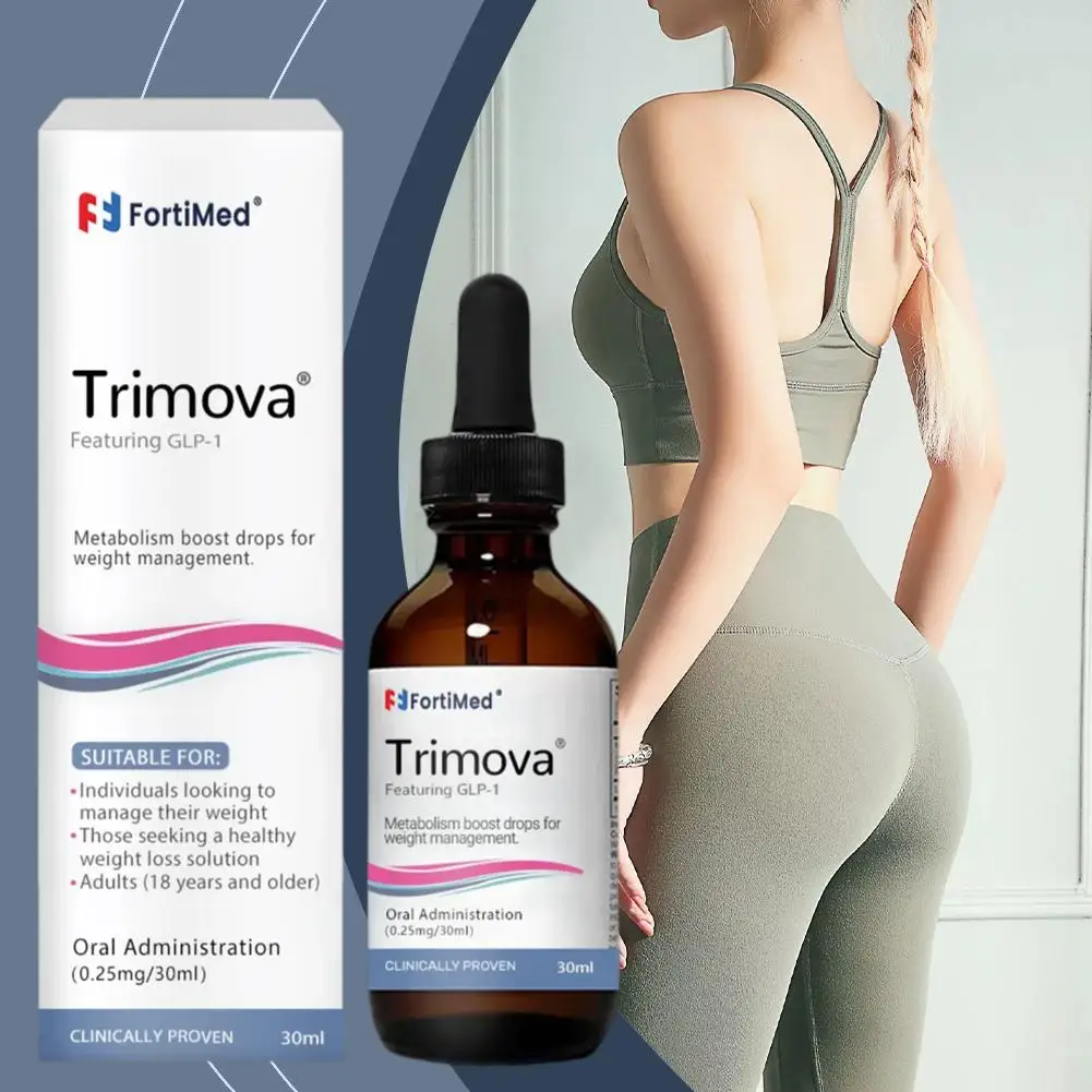 Perda De Peso Metabolismo Gotas para Homens e Mulheres, Trimova Gotas, Vitamina, Glp-1, 30ml