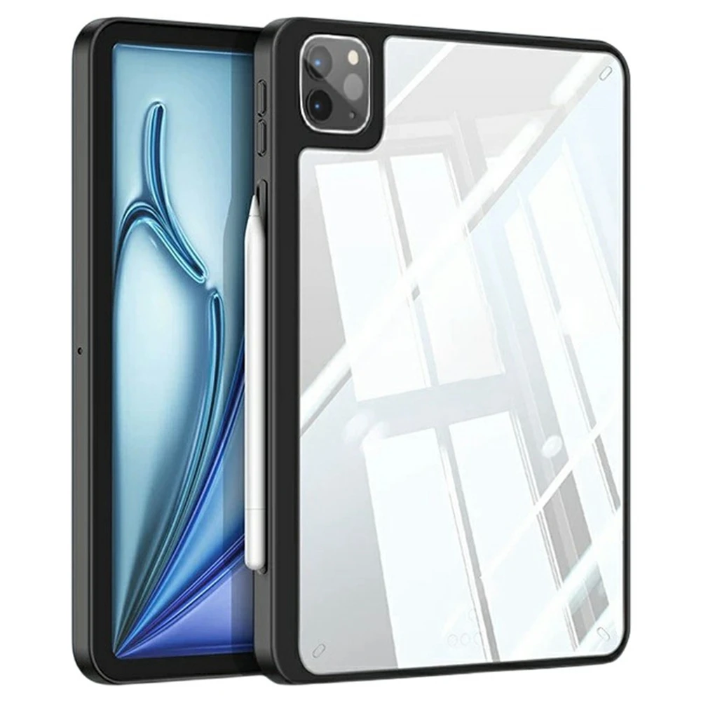 

For iPad Air 13 (2025) / (2024) / Pro 13 (2024) Case TPU + Acrylic + PC Matte Shockproof Tablet Cover - Black