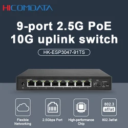 HICOMDATA-conmutador Poe de 10gb, 2, 5 Gb, Ethernet, 1 SFP, 8 puertos POE RJ45, 10G, red de conmutación no gestionada