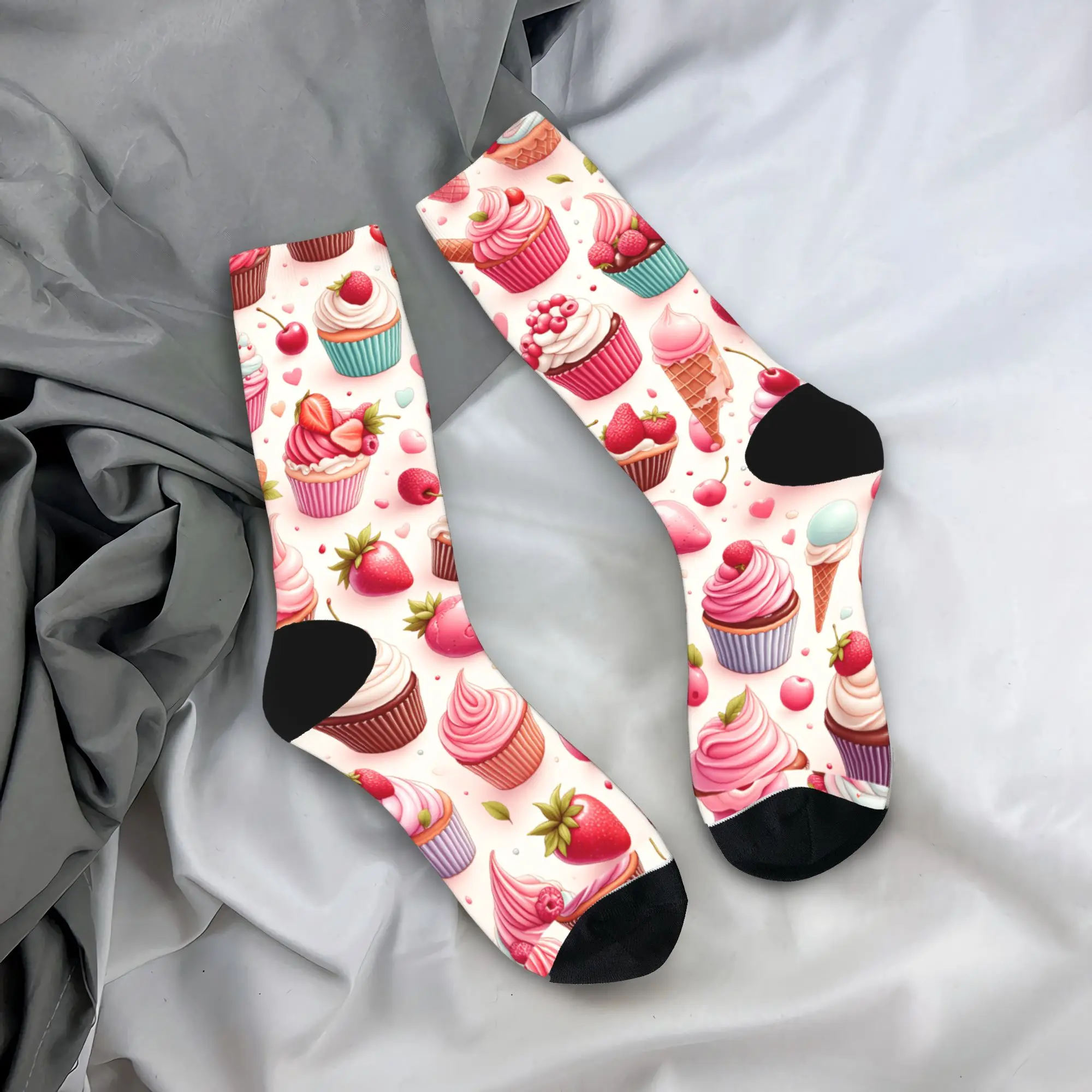 

Delightful Cupcake Socks Winter Stockings Kawaii Adults Men High Quality Socks Graphic Outdoor Anti Bacterial Socks