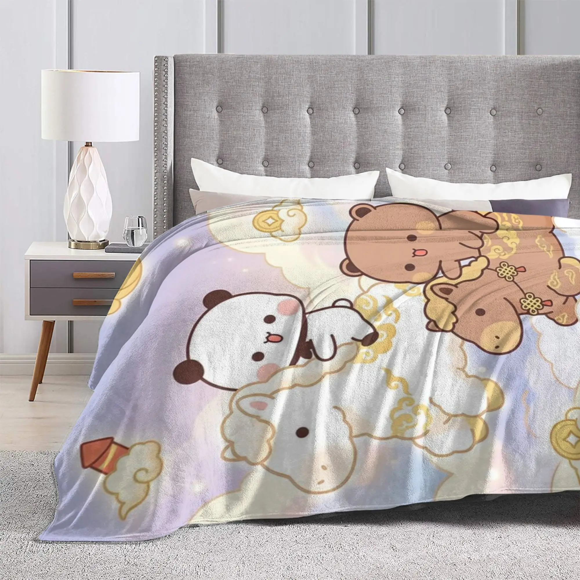 Bear Bubu Dudu Blanket Flannel Summer Air Conditioning  Multi-function Lightweight Thin Throw Blankets for Sofa Travel Rug Piece