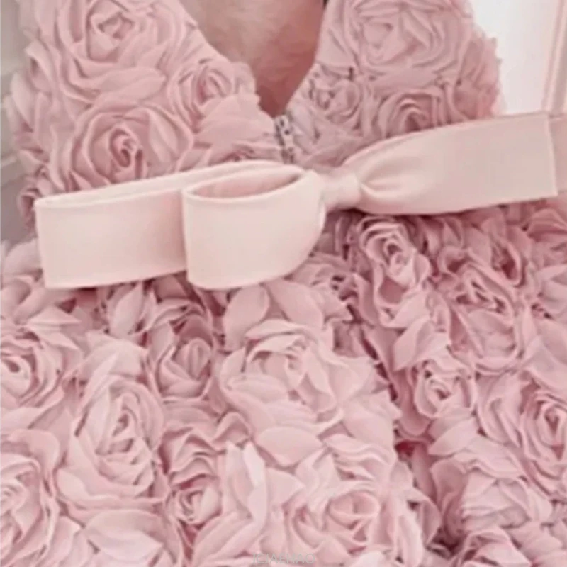 

Wed Dress Costume Children Pink GirlsMatching Kids New Flower Girl Party Dresses Outfit Birthday Host 3D Floral Gown Vestido