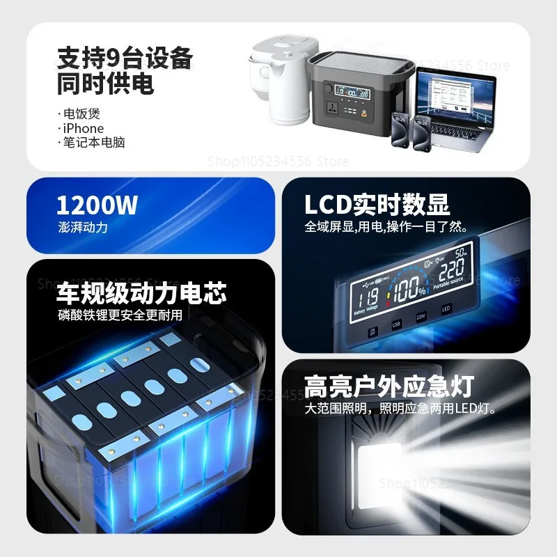 Portable Power Station 220V High Capacity For Camping RV Travel Home Emergency Backup