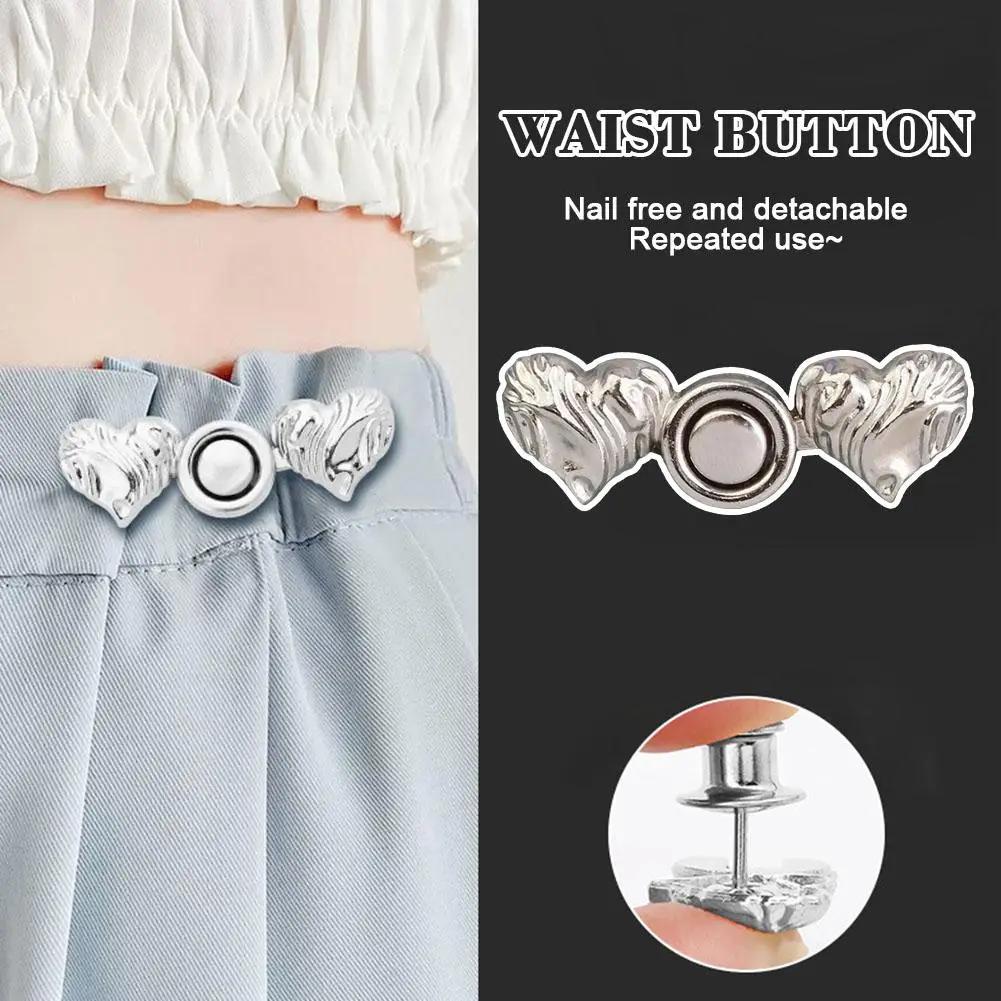 

Love Heart Jeans Waist Waist Closing Artifact Invisible Snap Button Sewing-on Buckles for Jeans Perfect Fit Reduce W X8Y9