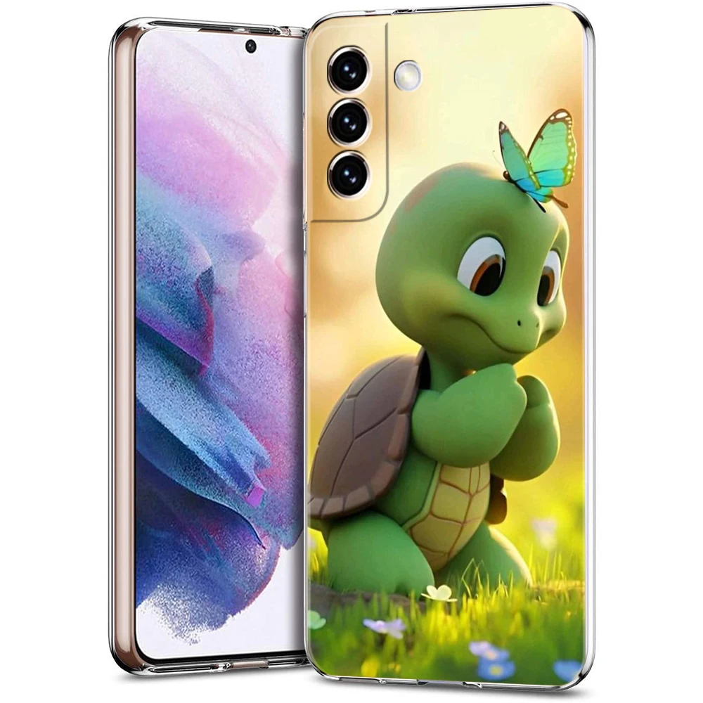 Cartoon Turtle Phone Case for Samsung Galaxy S23 S20 FE S22 S21 Ultra M21 M22 M32 S10 S10E S9 S8 Plus 5G Transparent Shell Capas