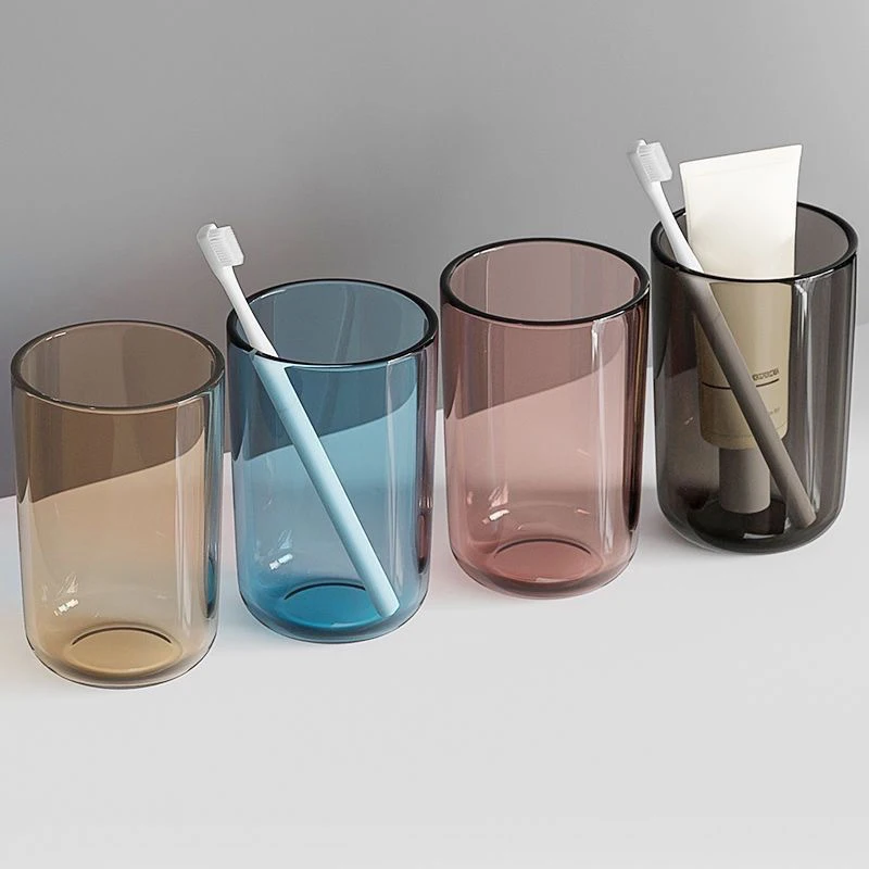 NEW Couple Solid Color Transparent Mouthwash Cup Large Capacity Nordic Style Toothbrush Cup Transparent Mouthwash Plastic Cup