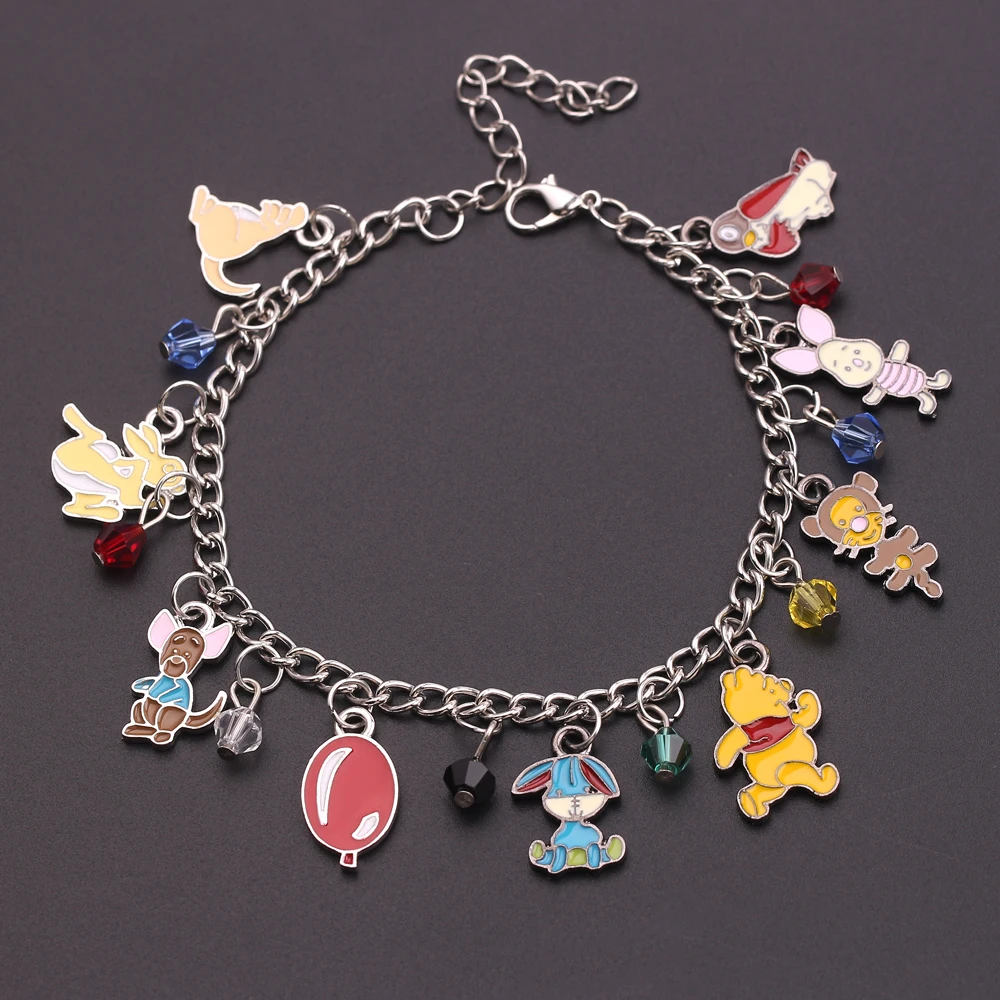 Disney Winnie the Pooh Fashion Cute Bracelet Cartoon Figure Piglet Winnie Charm Bangle for Women Trending Hand Accessories