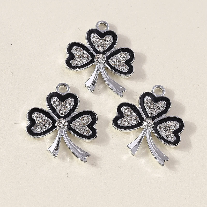Leslie 10 Stück Luxus-Kristall-Glücksanhänger mit vierblättrigem Kleeblatt für handgefertigten DIY-Schmuck, Statement-Halsketten, Ohrringe, Armbänder und Anhänger – Detail 4