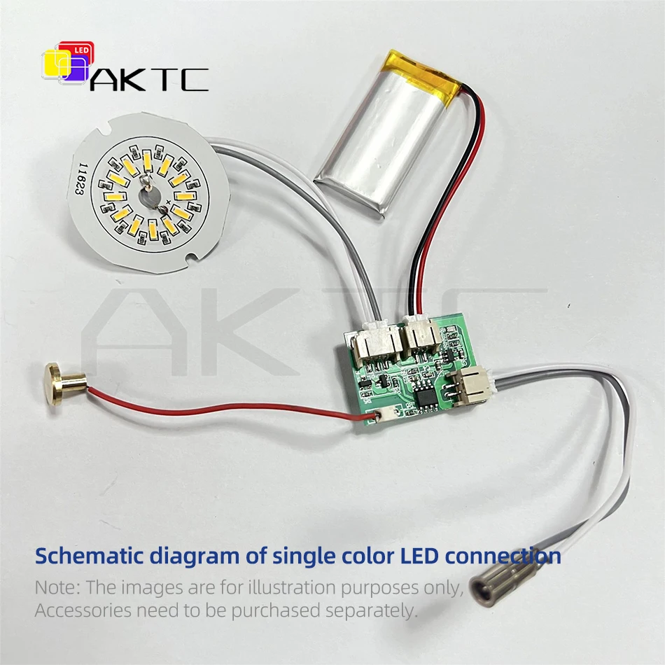 Neues wiederaufladbares LED-Touch-Schaltermodul PCB 5V 2A Niederspannungs-Einzel-/Zweifarb-Lichtplatinen-Controller mit Lade-/Batterieanschluss – Detail 6