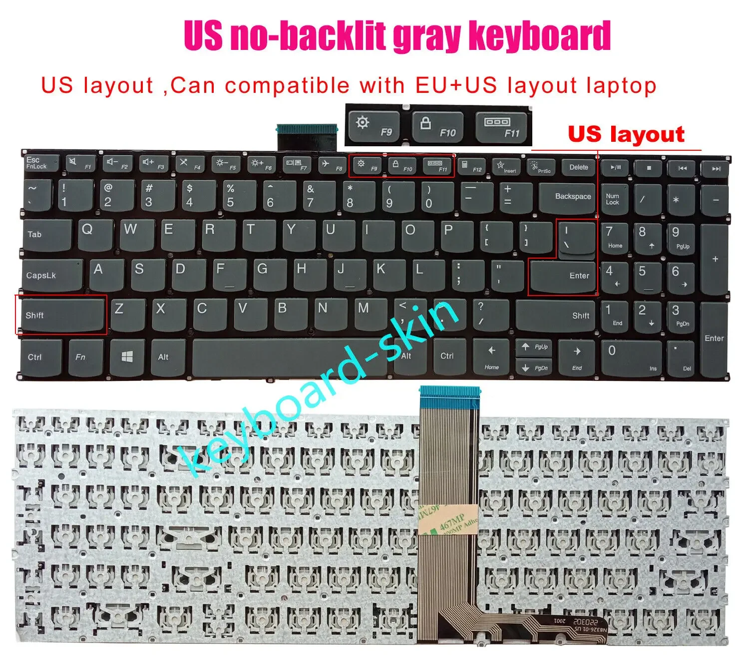 New US No-Backlit Keyboard For Lenovo Ideapad Yoga 7-15ITL5 82BJ Yoga Creator 7-15IMH05 82DS laptop