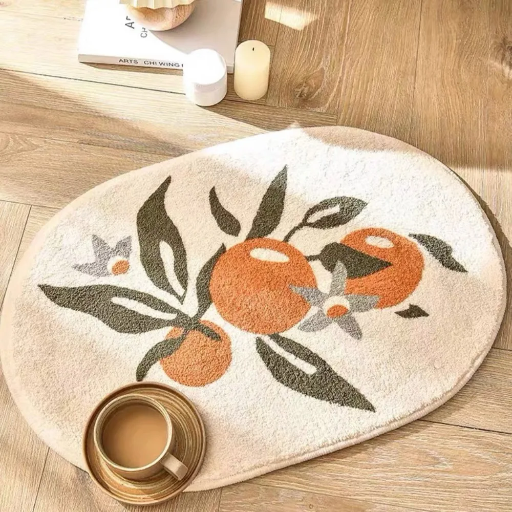 

VIKAMA Fresh Flower Elliptical Carpet Soft Fuzzy Entryway Floor Mat Bathroom and Toilet Door Mat Home Decoration